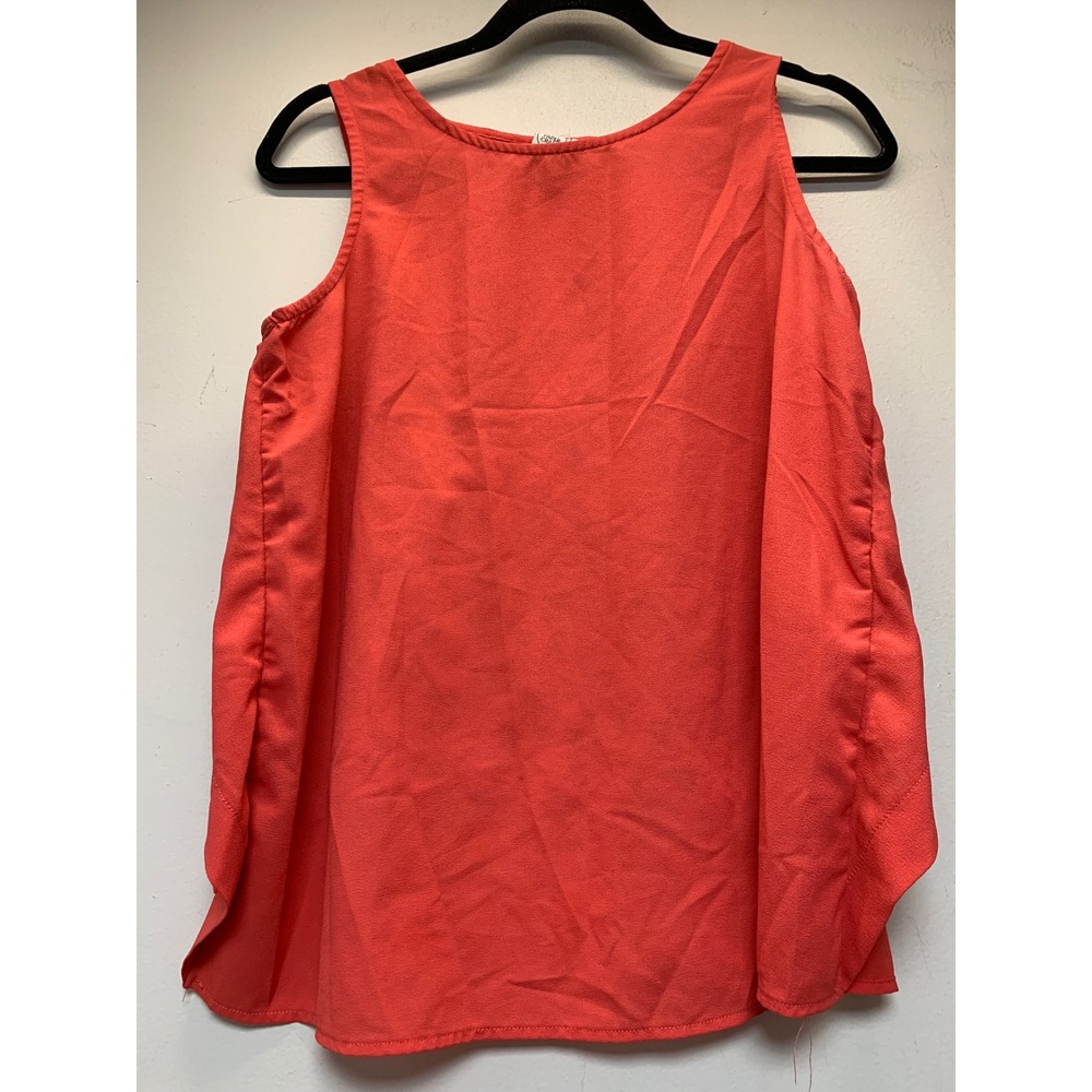 Paper Crane Sleeveless Top Women Medium Coral Excellent Lace Back Tulip Overlay